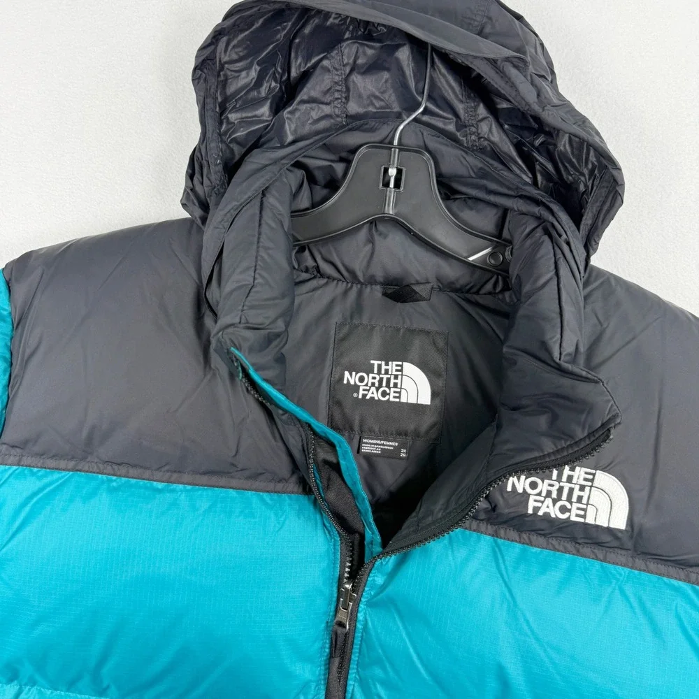The North Face Nuptse Jacket Size 2X‎ Womens Plus Harbor Blue Hidden Hood NWT - Picture 10 of 14
